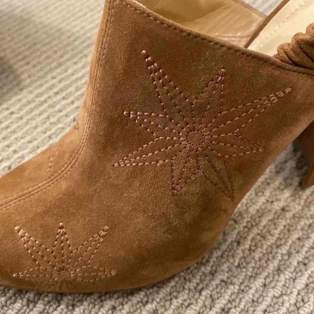 CHLOE GOSSELIN DIANE BACKLESS SUEDE CHUNKY HEELED BOOT LIKE SHOE - Picture 13 of 16